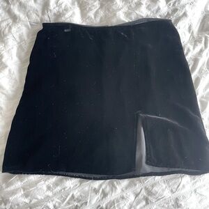 Reformation Black Velvet Mini Skirt